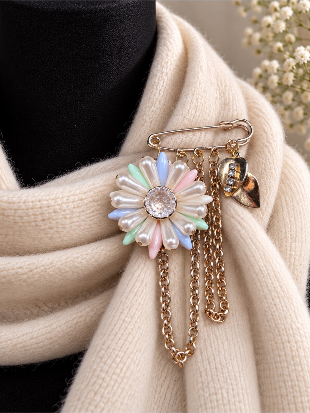 Pastel Garden Cascade 🌸 Handmade One-of-a-Kind Brooch